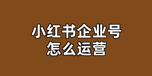 小红书企业号怎么运营